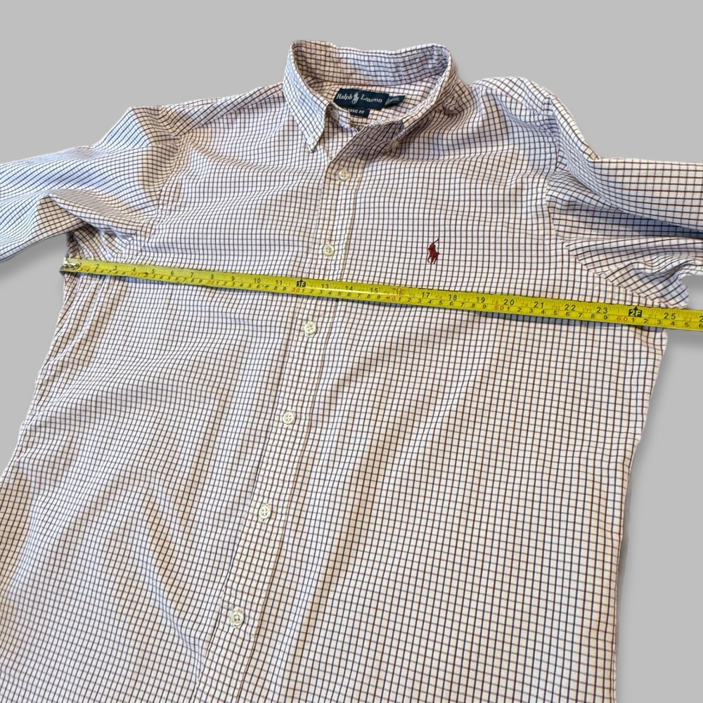Ralph Lauren Classic Fit Plaid Button-Down Shirt Sz 16.5/34 Burgundy Check - Picture 10 of 13